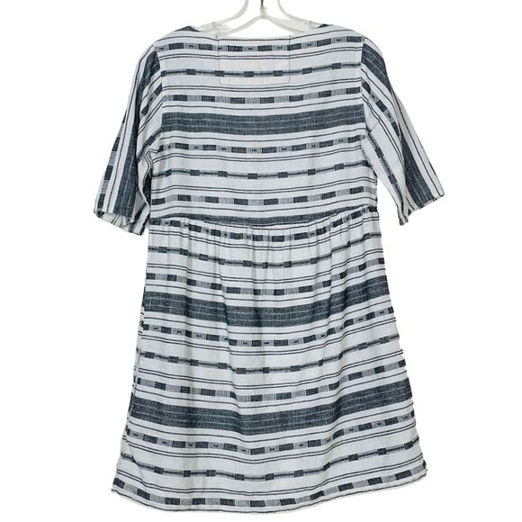 Ace & Jig  Black & White cotton linen mini dress pockets Twee buttons bateau - Picture 8 of 12